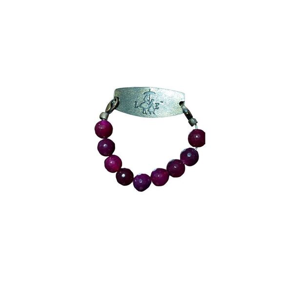 Red purple Garnet Family 7" lobster clasp bracelet - Picture 3 of 5